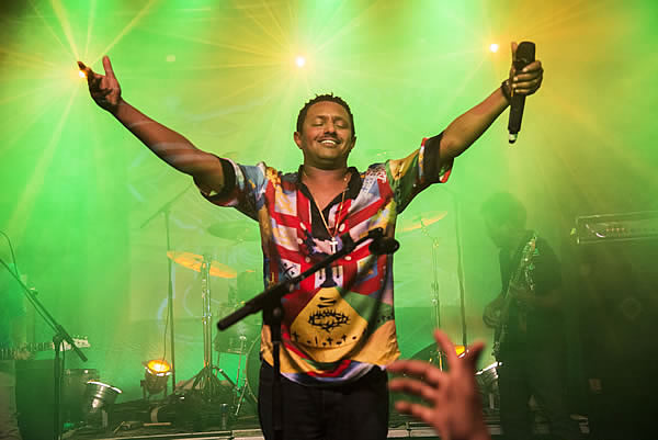 Teddy Afro performing on stage